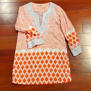 Roberta Roller Rabbit embroidered patterned cotton tunic
